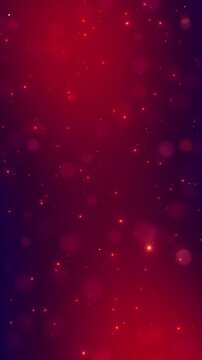 red christmas bokeh lights and golden glitter shiny stars animation , holiday new year vertical social media motion background