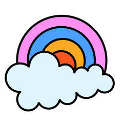 Fototapeta premium rainbow with clouds illustration 