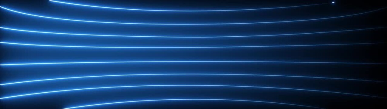 Abstract glowing neon lights blinking lines moving animation. colorful neon line moving on background. Seamless loop animation of glowing neon lines streaming across on black background.