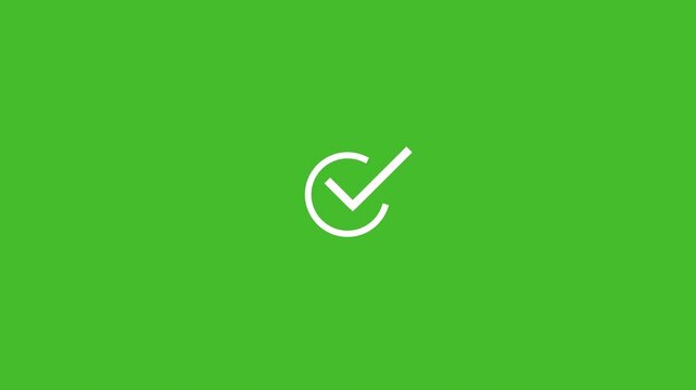 Check mark icon animation video, tick confirm correct accept checkbox symbol with transparent background in 4k.