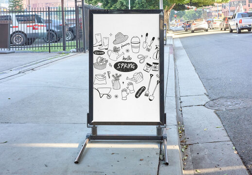 Blank A-frame Sign on Sidewalk in Los Angeles