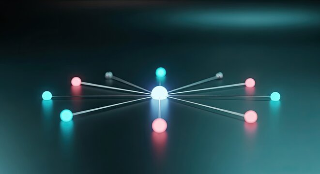 Gigapixel art scale illustration of a network connection with glowing nodes and lines on a dark background with reflections