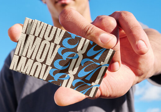 Business Card Mockup With Texture in Hand