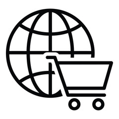 Global online shopping cart icon with world globe symbol icon © Sojib