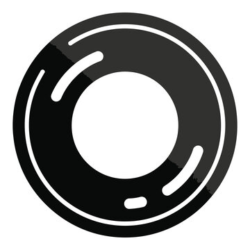 Gray circle with white outline and inner lines on white background icon