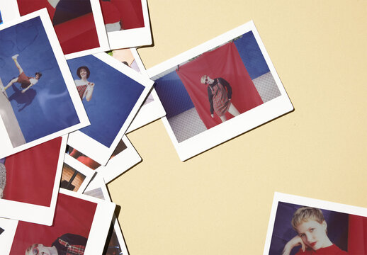 Wide Instant Photo Mockup on Plain Background