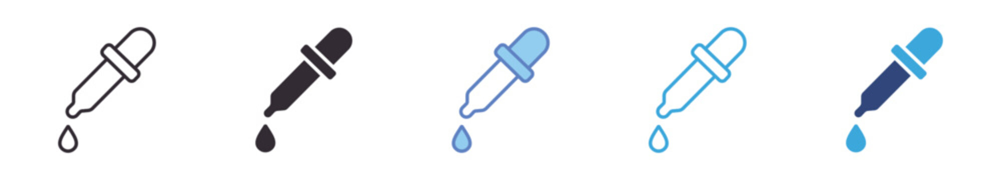 Medicine Dropper Icon Set , pipette with liquid drop symbol, healthcare equipment, laboratory vector icons