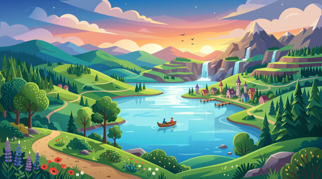 Fairytale Lakeside Village Nestled in a Mountain Valley