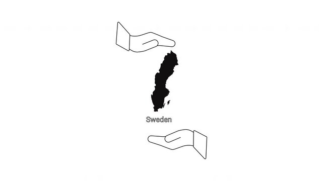 Abstract illustration of Sweden map held between two hands.