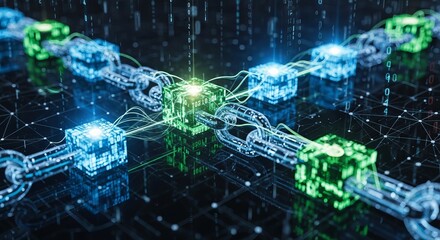 Obraz premium Digital Blockchain Network and Crypto Security