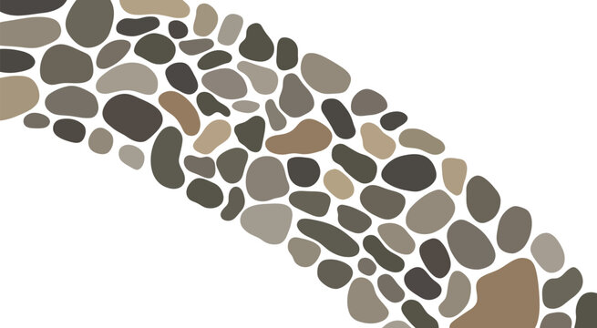 River stone background, natural smooth pebbles in beige brown and gray tones, realistic rock texture pattern, seamless vector design