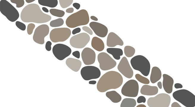 River stone background, natural smooth pebbles in beige brown and gray tones, realistic rock texture pattern, seamless vector design