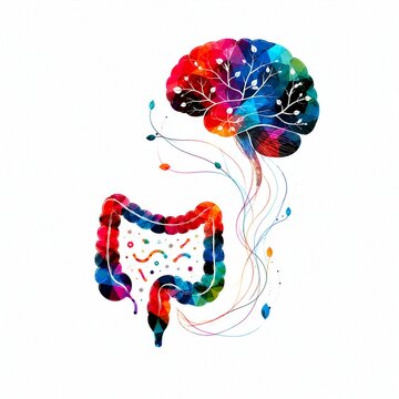 Abstract Gut Brain Axis Microbiome Signaling Illustration