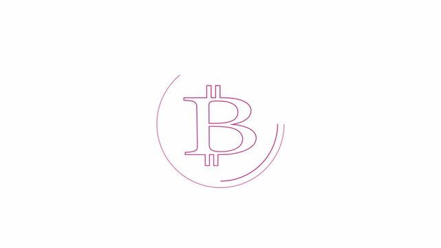 Bitcoin symbol logo with a green outline. Bitcoin animation. 4K resolution.