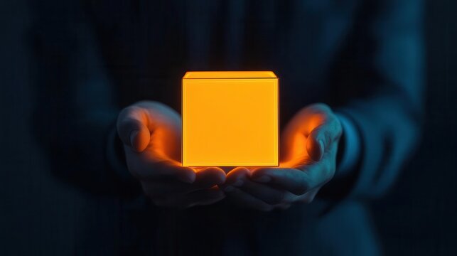Business leader shaping glowing cube of economic inputs into highyield outputs