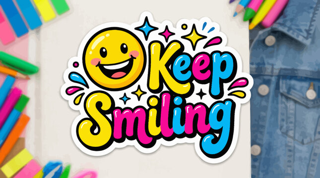 Keep Smiling Motivational Quote with Bright and Cheerful Design