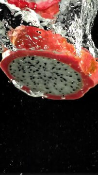 Super slow motion dragon fruit . Filmed on a high-speed camera at 1000 fps. High quality FullHD footage