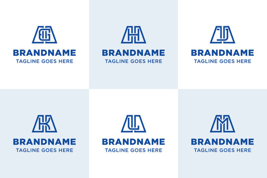 Letters AGA AHA AJA AKA ALA AMA Monogram Logo Set