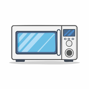 Illustration of a White Microwave Oven