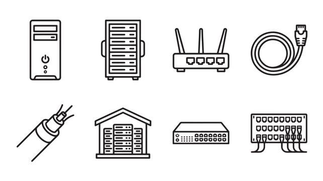 Computer Network Devices Icons For Technology Concepts