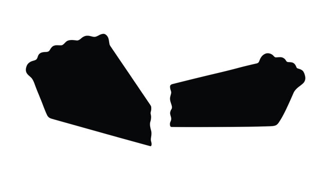Two pie slices in black silhouette against a white background silhouette slice dessert pastry baking food