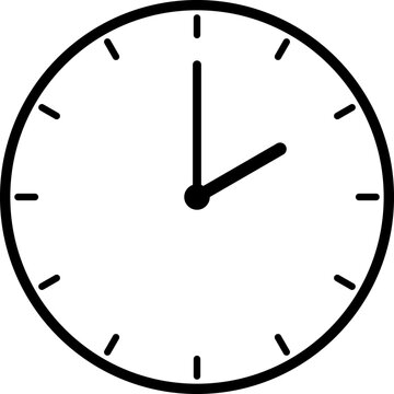 A simple clock face that shows just 2 o'clock