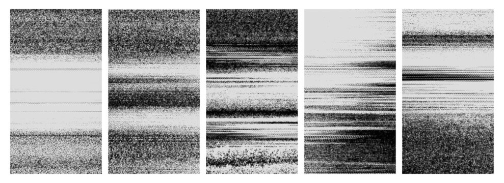 Distressed Stripe Texture Set - black and white horizontal grunge bands, vintage VHS scan line noise aesthetic