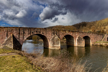 Fototapeta premium The Unity Bridge over the River Werra in the Werra Valley near Vacha in Thuringia 