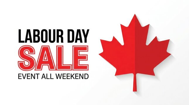 Labour day sale promotion with canadian maple leaf graphic