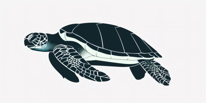 Sea turtle swimming with shell and flippers