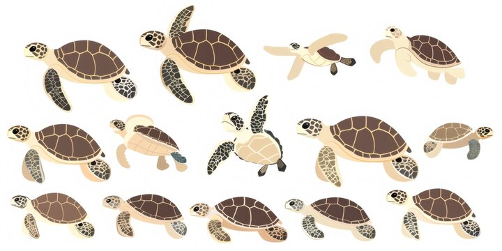 Sea turtles swimming in marine life collection