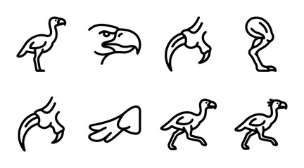 Dinosaur Icons Set, Prehistoric Animal Vector Graphics, Ancient Creature Illustrations, Paleontology Symbols © MdZahirul
