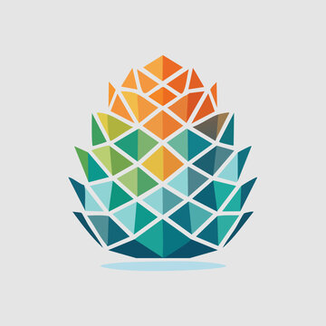Colorful geometric pinecone logo design vector illustration.