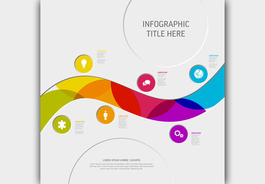 Colorful Infographic Template with Wavy Design and Business Icons