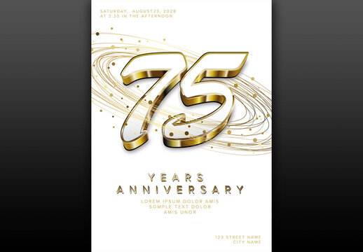 Elegant 75th (editable) Anniversary Celebration Invitation with Gold Numbers