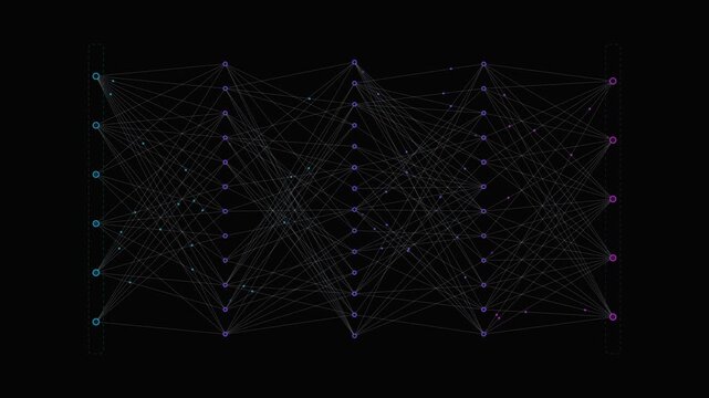 Neural Network Animation Demonstrates Artificial Intelligence Concept