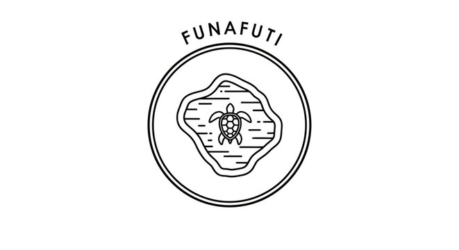 Vintage Funafuti Island Nation Circular Emblem Design.
