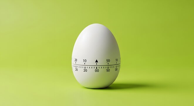 Egg shaped timer on green background