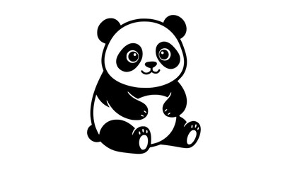 Cute black panda silhouette vector illustration sitting on white background for kids and design © MdFaruk