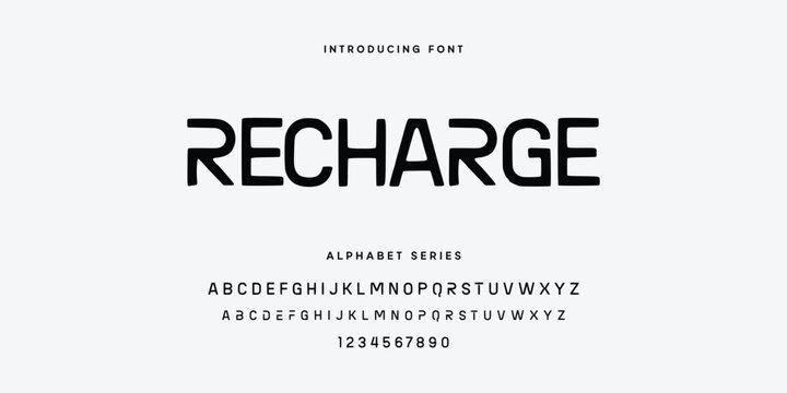 Recharge Font Alphabet Series Typeface Design