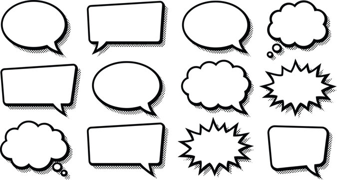 Comic Speech Bubble Shapes Set for Dialog and Creative DesignComic Speech Bubble Shapes Set for Dialog and Creative Design