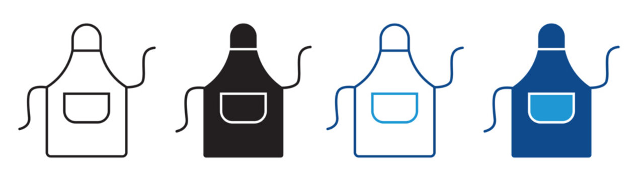 Apron Icon Set Vector Flat and outline Design Kitchen Cooking Collection