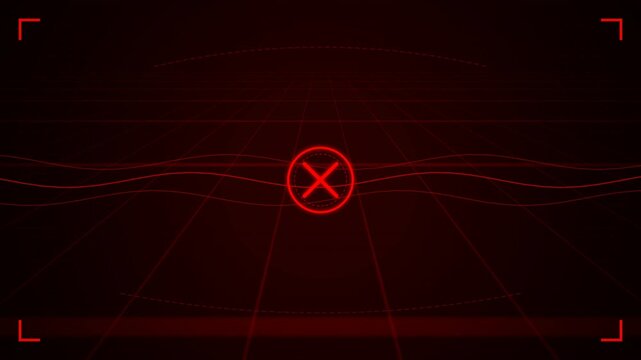 Futuristic motion animation featuring a red targeting crosshair with dynamic lines and glowing effects illustrating technology precision and digital interface design.
