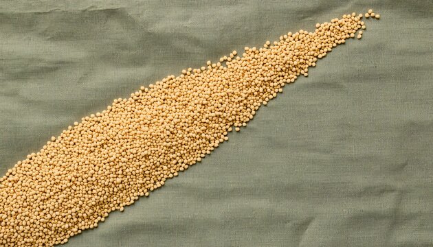 Spilled Tiny Golden Amaranth Rajgira Grains on Linen Napkin