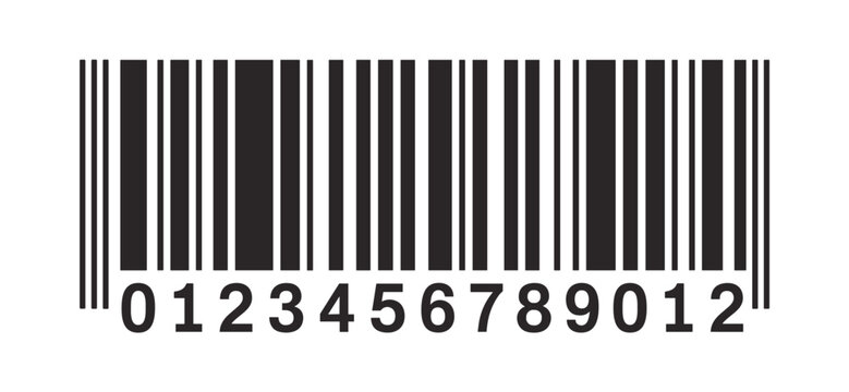 Black and white u p c barcode symbol with a sequence of numbers from zero to two isolated on a plain white background for retail product identification and inventory tracking systems