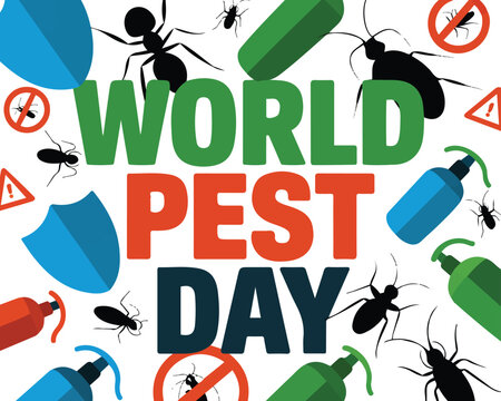 World Pest Day Vector Illustration, Insect Control and Hygiene Awareness Campaign Design