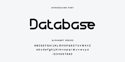 Database Modern Sans Serif Font with Rounded Characters and Alphabet Series © Lyndon