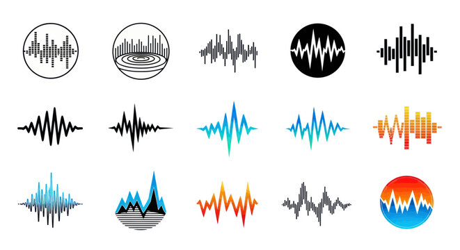 Sound Waveforms Collection: Audio Visualizer Icons, Music Spectrum Graphics