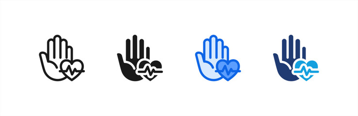 Obraz premium Healthy Boundaries Hand Heart Icon multiple style collection. Vector illustration.