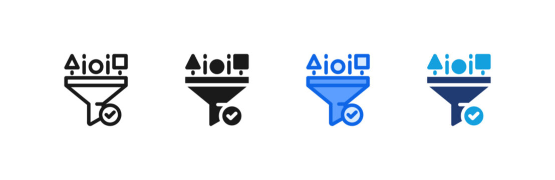 Sort Evaluation Lean Funnel icon multiple style collection. Vector illustration.